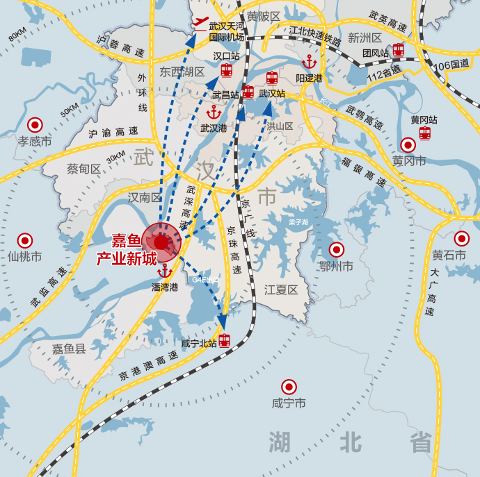 嘉鱼产业新城 武汉嘉鱼县北部 工业用土地出售招商引资   精密加工件、能源装备、工程机械、汽车配件 、高端装备制造